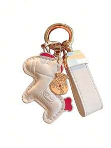 Creative Pony Leather Pendant Lucky Gold Ingot Horse Shaped Bag Accessory Gold Buckle Handbag Keychain - Multicolor - View 13