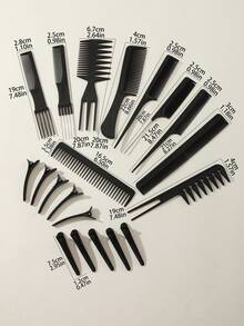1-Piece Hair Comb Set, Professional Hair Styling Comb Set, With Hair Clips, Suitable For Barbershops And Home Use, Hair Tools, Hair Products And Accessories, A Must-Have For Barbershop Beauty Travel, And A Good Item For Back-To-School Season And Tra - Black - View 2