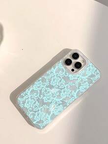 1件淺色浪漫蕾絲花卉圖案手機殼 銀色透明加厚保護殼，適用於 iPhone 11/12/13/14/15/16 Pro Max - 彩色 - 查看 3