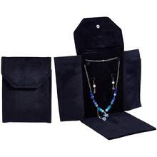 1pc Velvet Jewelry Storage Bag, Velvet Fabric With Pearl Necklace, Portable Necklace Storage Box, Pearl Button Snap Closure, Rectangular, Velvet Material, Suitable For Pendants And Beads, Hanging Jewelry Organizer, Jewelry Storage Bag - Multicolor - View 5