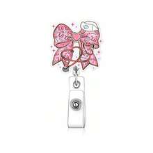 1pc Creative Stethoscope Bow Acrylic ID Badge Retractable Clip Doctor Nurse Badge Holder - Multicolor - View 17