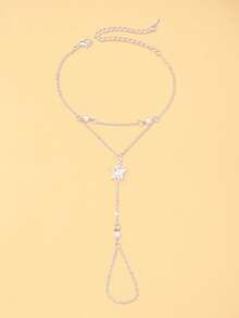 1pc Women's Pentagram Pearl Hand Chain, Adjustable Finger-Linked Hand Jewelry, Suitable For Women's Gift And Daily Wear - Five-pointed Star - View 11