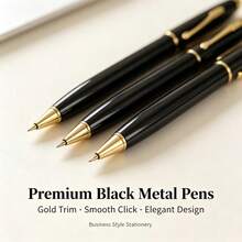 DOWMOO Black Metal Retractable Ballpoint Pens, 12Pcs Gold Accent Click Pens, Smooth Writing Ball Pens For Office, School, Journaling, Business Signature Stationery Gift - Sets - View 4