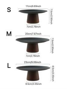 1pc Stainless Steel Cake Stand With Wooden Base, Dessert Display Plate, Multi-Functional Fruit Tray, Suitable For Table Decoration, Home And Kitchen Dining Plate, Ramadan Use - Black - View 4