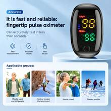 1pc Portable Finger Pulse Oximeter, Blood Oxygen Saturation Monitor, Heart Rate Monitor (Battery Not Included), Christmas, Halloween, Thanksgiving Gift - Black - View 3