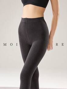 MOIRÉALLURE 1Pair Daily Cotton Tights | Soft Stretchy Pantyhose - Dark Grey - View 9