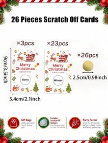 26pcs Christmas Scratch Cards , Suitable For Scratch Games For Christmas Parties, Party Games And Activities, Merry Christmas Decorations For Home - Santa's Reindeer - View 3