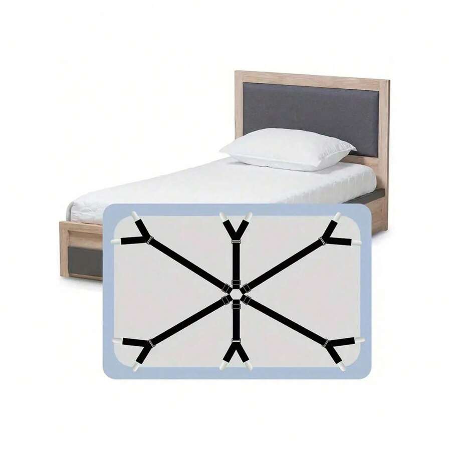 6-Sided 12-Clip Household Bed Sheet Fastener; Adjustable Sofa Sheet Fixing Clip; Tablecloth Fixing Strap; Anti-Slip Bed Sheet - Multicolor - View 1