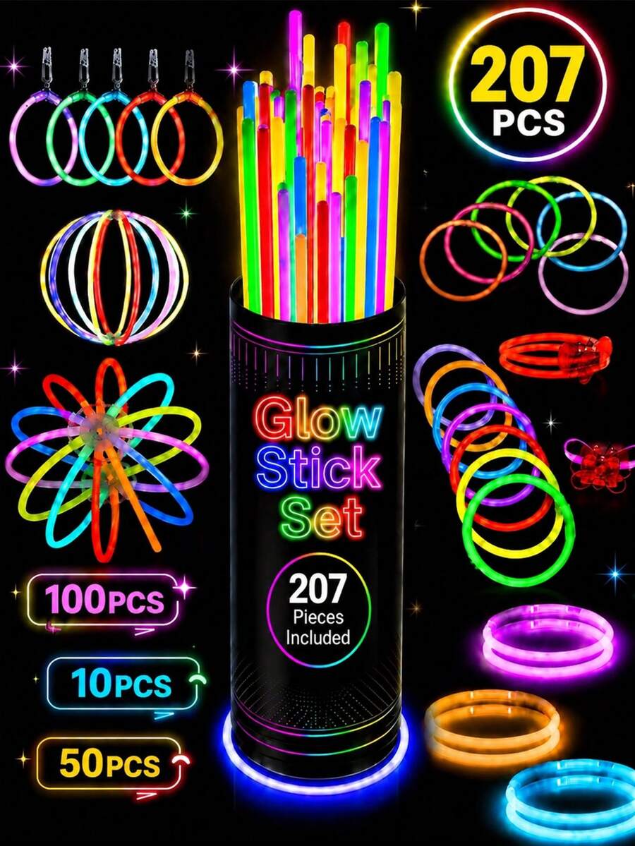 200/100pcs 8 Inch Colorful Glow Sticks, Glow For 8-12 Hours, Can Be Made Into Bracelets, Necklaces, Neon Lights And Glow Party Favors - 200pcs High Quality Fluorescent Sticks - View 1