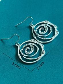 1 Pair Vintage Rectangular Spiral Hoop Earrings, Fashionable Women's Popular Earrings, Multiple Colors And Styles Available, Asymmetrical Hoop Earrings For Men And Women - Half Hoop Earrings - View 7