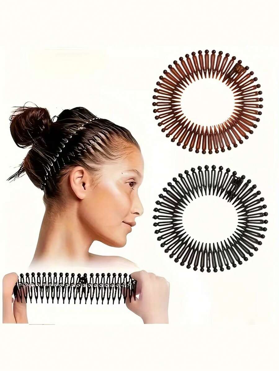 European And American Spring Comb Elastic Rice Powder Comb Hair Comb Insert Comb Invisible Frizz Taming Tool Women's Forehead Bangs Back Of Head Frizz Hair Accessory Hair Comb Insert Comb Hair Clip Hair Pin Hair Accessory - Multicolor - View 1