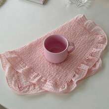 1/2/4pcs Korean Ins Style Ruffled Plaid Table Mat, Textured Bubble Gauze Fabric Heat-Insulating Placemat, Afternoon Tea Display Photo Decoration Napkin - Multicolor - View 11