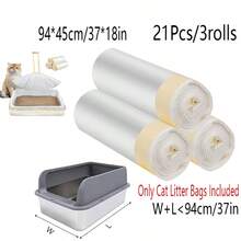 Cat Litter Box Trash Bags, Cat Litter Box Liners - Thickened Leak-Proof With Drawstring, Odor-Locking, Non-Stick Bottom, Slouchy-Friendly, Large Size Cat Litter Box Trash Bags - Cat Family , Christmas Gift - Multicolor - View 9