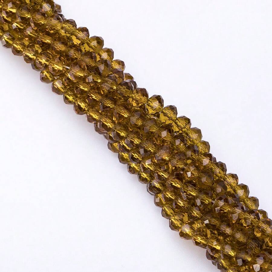 手工珠飾用扁圓玻璃珠 8mm/6mm/4mm (60/80/115顆) 可重複使用散珠 DIY 手作配件，亮面藍綠色 - 中咖 - 查看 1
