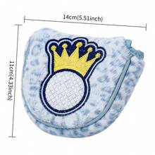 1PC Light Blue Leopard Plush Golf Putter Headcover, Golf Club Cover With Crown Embroidery, Golf Accessory For Mallet Putter,Novelty Golf Gift For Golfer - Multicolor - View 12
