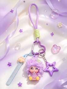 Cartoon Fluffy Pacifier Doll Keychain Pendant, 3D Figurine Design With Eye-Catching Personalized, Delicate Texture And Sturdy Craftsmanship, Resistant To Paint Peeling And Breaking, Comes With Key Ring For Easy Hanging, Suitable As Car Key Charm, Backpack/School Bag Pendant, Handbag Decoration, Daily Outfit Accessory, Best Friend Gift, Holiday Souvenir, Promotional Giveaway, Cute Internet Celebrity Creative Accessory - Multicolor - View 4