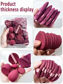 50pcs All-In-One Makeup Tool Set, Randomly Sent Soft Makeup Sponges, Mini Sponges, Triangle Powder Puffs, Cushion And Mini Cushion Powder Puffs, Suitable For Foundation, Concealer, Loose Powder And Setting Makeup, Dual-Use Dry And Wet Makeup Application Tools, Women's Daily Makeup Accessories - Hot Pink - View 7