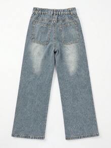 Tween Boy Loose Minimalist Versatile New Denim Long Pants - Light Wash - View 6