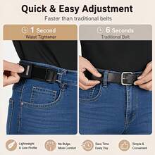 Reusable Waist Belt, Loose Jeans Belt Buckle, Seamless Tool-Free Denim Buckle, Portable Adjustable Hook And Loop Belt (With Metal Hook), Unisex Elastic Loose Style Belt, Suitable For Daily Commute - Multicolor - View 6