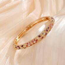 1pc Fashion Vintage Style 18K Floral Pattern Enamel Bracelet, Suitable For Girls And Women's Jewelry Accessories - Multi-colored Bracelet - View 42