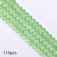 珠飾手工DIY用扁圓玻璃珠 8mm/6mm/4mm (60/80/115顆) 可重複使用散珠，亮藍綠色手工配件 - 果綠 - 查看 13