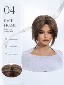8 Inch Short Bob Brown Mixed Gold Synthetic Wig, Elf Short Hair With Bangs, Heat Resistant Gold Wig, Suitable For Women, Party, Cosplay, Halloween, Daily Wear, Carnival Party, Natural Appearance - Multicolor - View 6