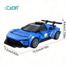 CaDA C55031-- GT2 Racing Car Building Block Model, 1:24 Scale, 240 Pieces, Adult Collectible Building Toy, Blue Track Edition - Blue - View 9