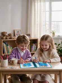 1/3pcs Reusable Magic Water Color Painting Book, With Refillable Water Brush Pens, Sketch Pad - Multicolor - View 3