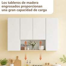 Alacena De Cocina Flotante Blanca Con 4 Puertas Y Entrepaños, Gabinete De Pared Organizador Multifuncional, Mueble Moderno Minimalista Para Almacenamiento - Blanco - Ver 5