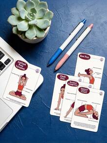 36 Mini Yoga Cards, Birthday Gift For Yoga Enthusiasts, Portable Cartoon Yoga Instruction Cards, Basic Yoga Pose Guide Cards, Suitable For Yoga And Yoga Classes - Featuring Fun Cartoon Yoga Poses, Colorful, Including Character Yoga Illustrations - Multicolor - View 8