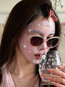1pc Silver Star Stickers, Multi-Size Five-Point Star Rhinestones, Holiday Party Makeup Body DIY Decoration Stickers - Silver - View 5