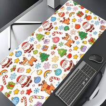 1pc Cute Cartoon Christmas Extra Large Extended Mouse Pad, Cute Santa Claus Pattern Desk Mat, Non-Slip Rubber Bottom Stitched Soft Fabric Keyboard Pad, Suitable For Office, Gaming And Christmas Gift - View 10