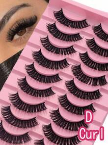Curled Voluminous Eyelash Extensions, Cross Eyelashes, Natural Fluffy Eyelashes, Faux Mink Eyelashes, DD Curl Natural Long False Eyelashes Extension, Handmade Curled 3D Eyelashes Makeup Faux Eyelashes, Mixed Style False Eyelashes, Reusable Practice Eyelashes, Reusable - Black - View 7