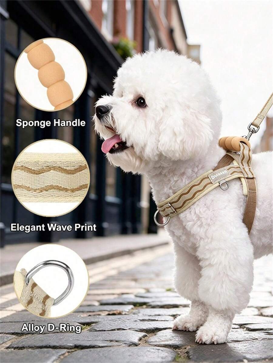 Multi-Color Foam Top Handle Dog Harness, Breathable Mesh Lining Saddle Vest, D-Ring Leash Attachment, Adjustable Reflective Wavy Pattern Pet Walking Harness, Suitable For Small And Medium Dogs, Fashionable Pet Accessory, Ideal For Daily Training, Hiking And Travel