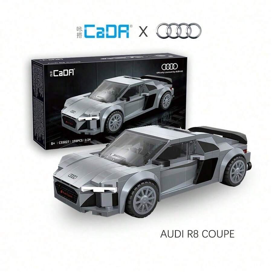 CaDA Audi R8 Coupe Silver Sports Car - 199pcs Building Block Model Set C55027W Desktop Decoration Collectible Gift For Friends - White - View 1