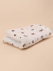 Cream White Base Brown Bow Pattern Thick Warm Pet Sleeping Mat, Suitable For Autumn/Winter Dogs And Cats, Soft Sleeping Pad, Suitable For Teddy, Bichon And Cats, Not Suitable For Large Dogs - White - View 9