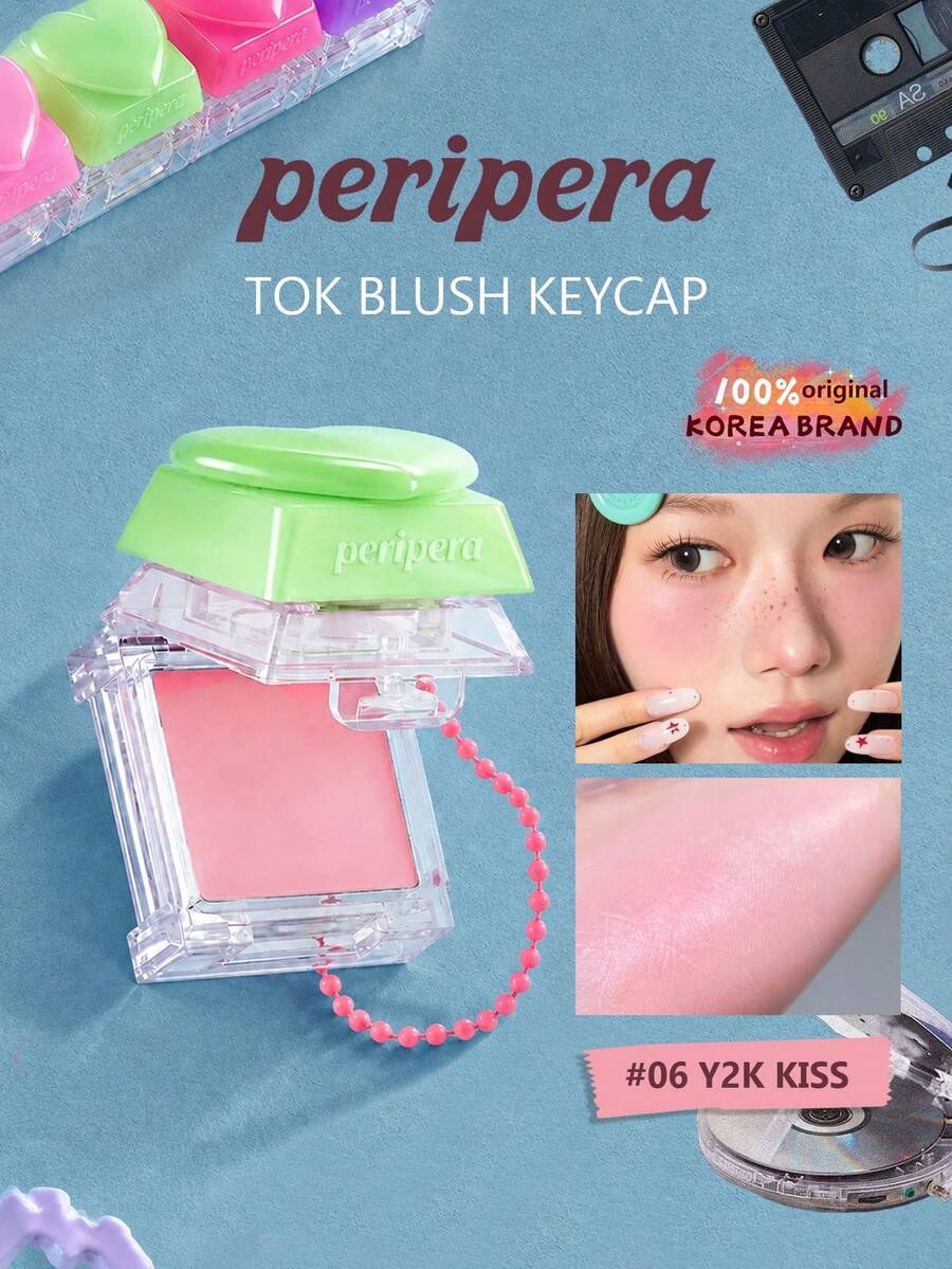 Peripera TOK BLUSH KEYCAP Cream 06 Y2K KISS, Soft Powder Texture, Buildable Color, Natural Finish, Long-Lasting, For Beginner, For Daily Use, K-Beauty, Korean Makeup, Olive Young, GIFT, 2.9g/0.10 Oz.