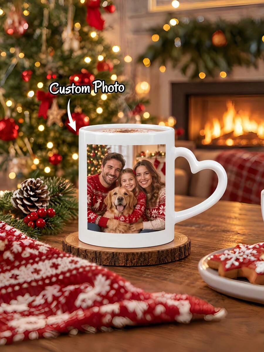 1pc Customized Mug, Personalized Family Photo Mug, Suitable For Home Or Office Display, Meaningful Gift For Family, Applicable For Tea Room, Living Room, Washable And Durable, Humorous And Cute, Birthday, Anniversary, Christmas - Multicolor - View 1