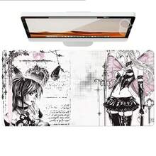 Gothic Dark Anime Girl PU Leather Desk Mat, Large Waterproof Anti-Slip Mouse Pad, Vintage Cross Sketch Pattern Table Protector, Aesthetic Japan Manga Keyboard Mouse Mat For Gaming Study Desktop Decor - View 10
