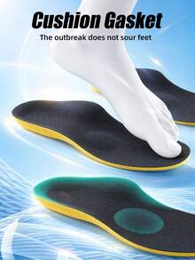1 Pair Unisex PU Arch Support Sports Shoe Insoles, Anti-Slip Massage High Elastic Shock-Absorbing Sweat-Wicking Breathable Full-Length Shoe Pads, Shoe & Boot Accessories - Blue - View 6
