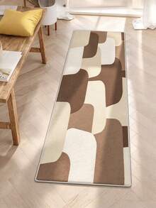 1pc Minimalist Geometric Line Print Pattern, Simple Long Runner Rug, Easy To Clean Long Runner Carpet, Suitable For Kitchen, Dining Room, Hallway, Corridor And Other Indoor Areas, All Season - Camel - View 14