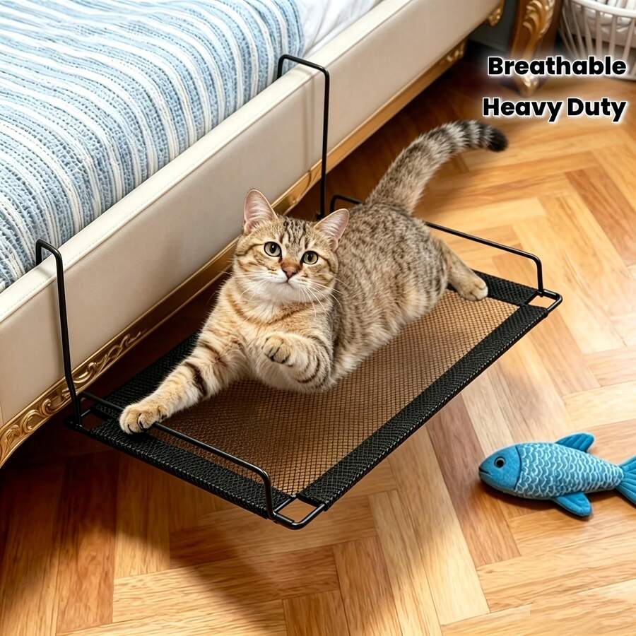 Tempat Tidur Gantung Kucing Jaring Bernapas, Tempat Tidur Kucing Gantung Bergaya Sangkar, Kain Jaring Bernapas untuk Menghilangkan Panas di Musim Panas, Tempat Tidur Kucing Gantung - Satu-Ukuran - View 1