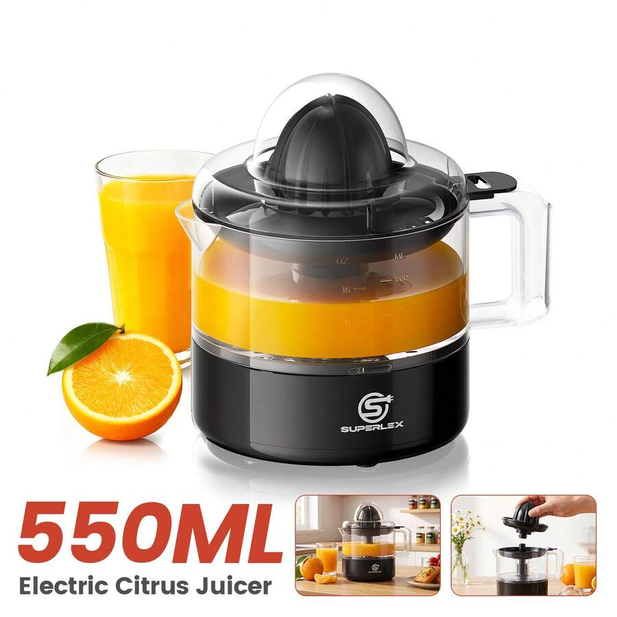 SUPERLEX Citrus Juicer With Dual Rotation 50W 550ML Juice Container Pulp Filter Easy Clean Design Quiet Operation For Home And Small Commercial Use