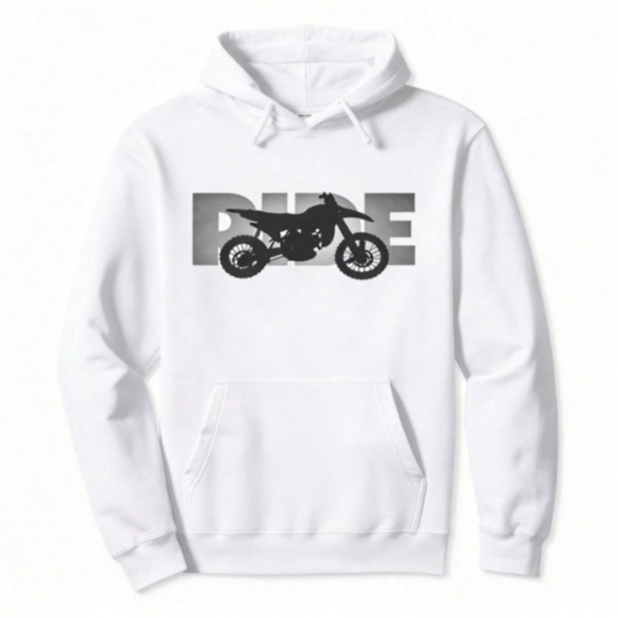 Men's Just Ride-Dirt Bike Motocross Pullover Hooded Sweatshirt, Lightweight And Ultra-Comfortable, A Must - Have For Daily Strolls, Travel And Outdoor