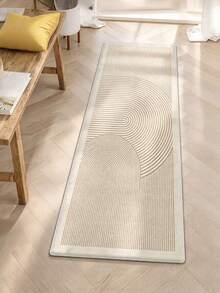 1pc Minimalist Geometric Line Print Pattern, Simple Long Strip Carpet Mat, Easy To Clean Long Strip Runner Rug, Suitable For Kitchen, Dining Room, Hallway, Corridor And Other Indoor Spaces, All Season - Khaki - View 8