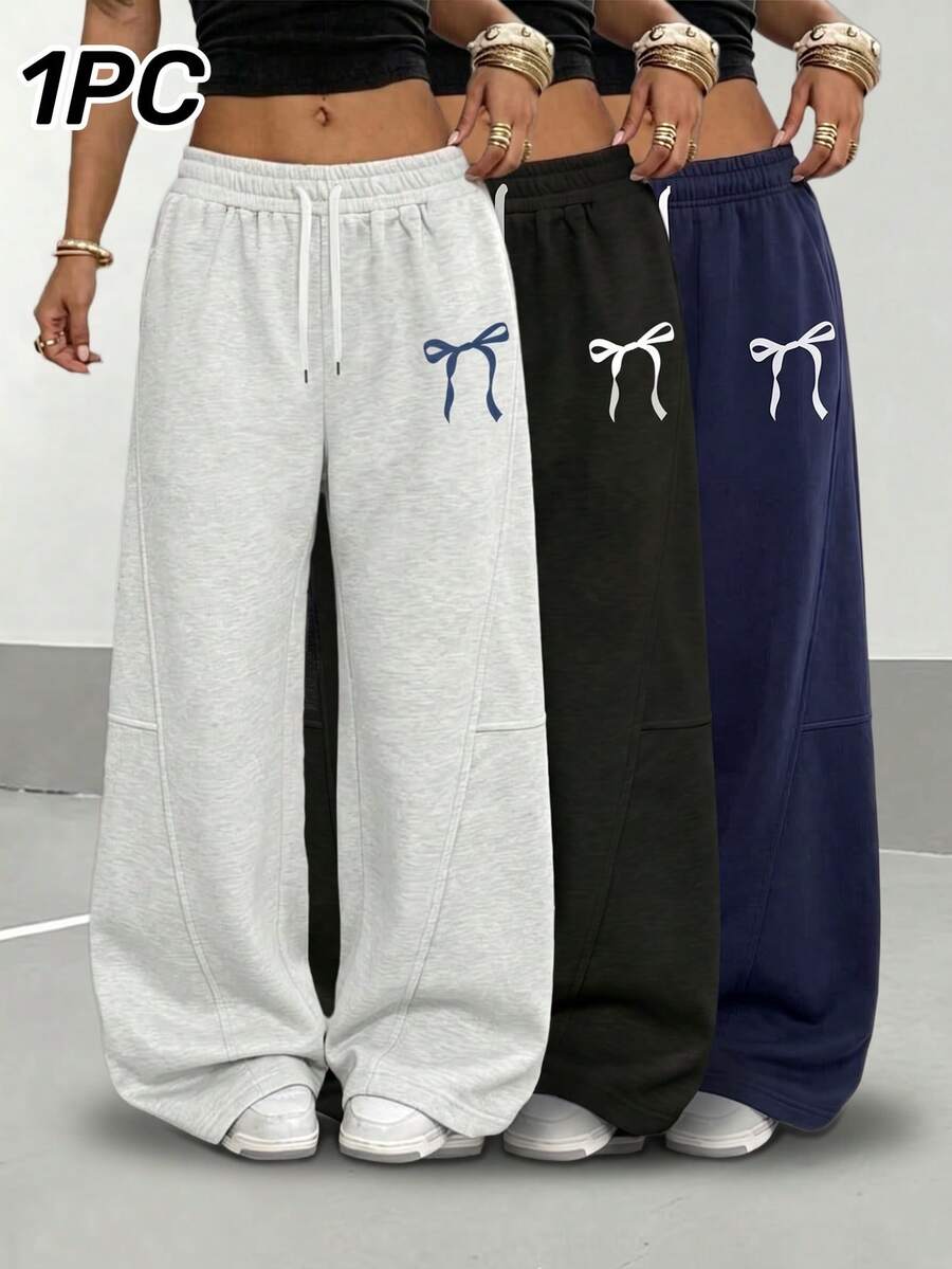 Women's Wide Leg Pants, Minimalist Casual Design, Comfortable Fabric, Suitable For Outdoor, Commute And Daily Sports Wear - Light Grey - View 1