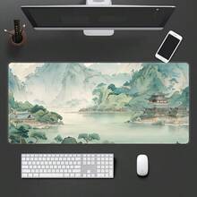 1pc Large Mouse Pad, Keyboard Pad, High-Quality Non-Slip Mouse Pad Suitable For Home And Office, High-Definition Color Printed Pattern, Chinese Style Landscape Scenery Pattern, E-Sports Gaming Large Mouse Pad, Durable Stitched Edge Treatment, It Can Also Be Used As A Gift, PC Accessory, Learning Accessory And Gaming Accessory, Landscape Mouse Pad - View 4