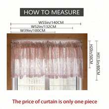 1pc French Country Pink Jacquard Double Layer Ruffle Lace Decor Half Curtain, Suitable For Cabinet Partition, Home Small Window Curtain - Baby Pink - View 5