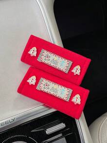 Christmas - 2PCS Christmas Tree, Snowman, Gingerbread Man Fabric Patch Christmas Tree Button Decoration Car Door Handle Decoration Pad Protective Cover - Random Styles - View 13