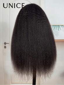 UNice Kinky Straight New Easicontour V Part Glueless Wig With Invisi Drawstring Fit For All Sizes Minimal Leave Out No Lace 100% Human Hair Meets Real Scalp No Glue No Leave Out Clip-In V-Shape Wig Beginner Friendly Natural Black Color - Natural Black - View 12